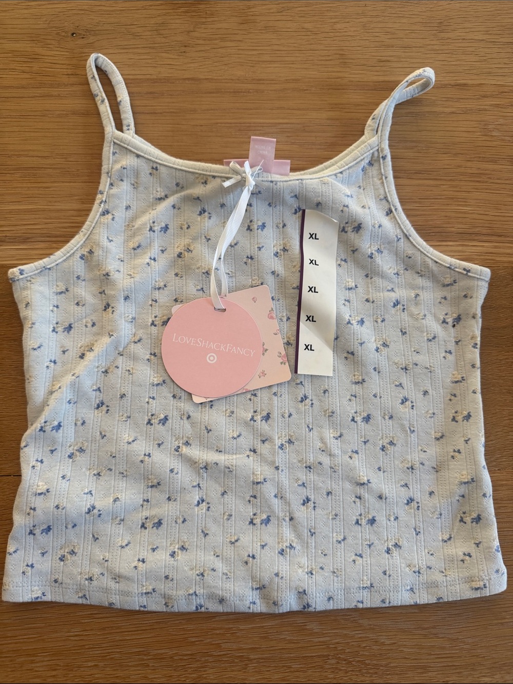 LoveShackFancy for Target Light Blue Floral Ribbed Camisole